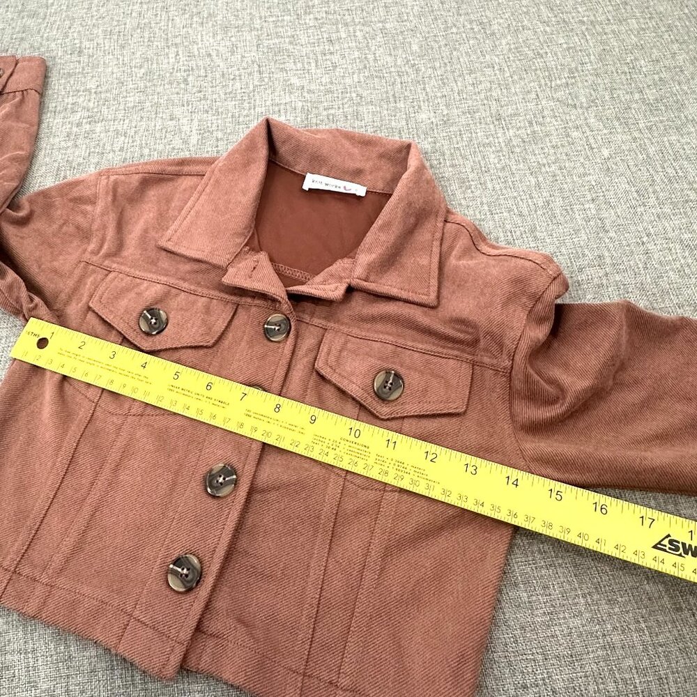 NEW! Girls Kids Knit Works Button Jacket Brown/Tan S7/8 Collared Long Sleeve - Picture 5 of 10